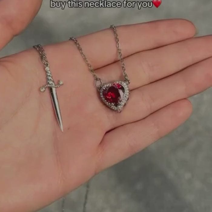Sword & Heart couple neckless