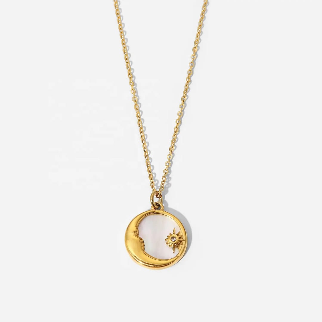 Half white moon pendent