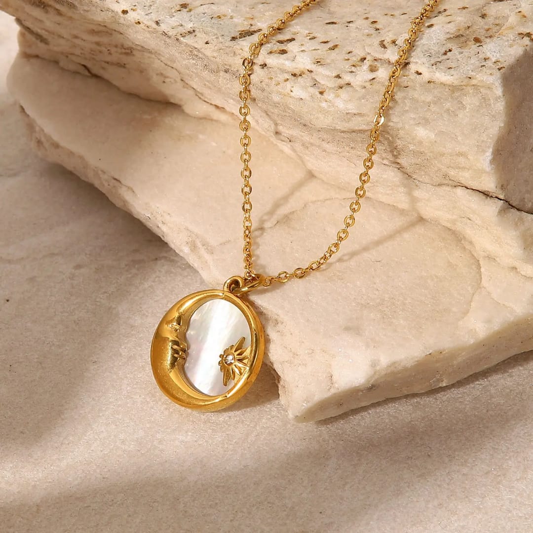 Half white moon pendent