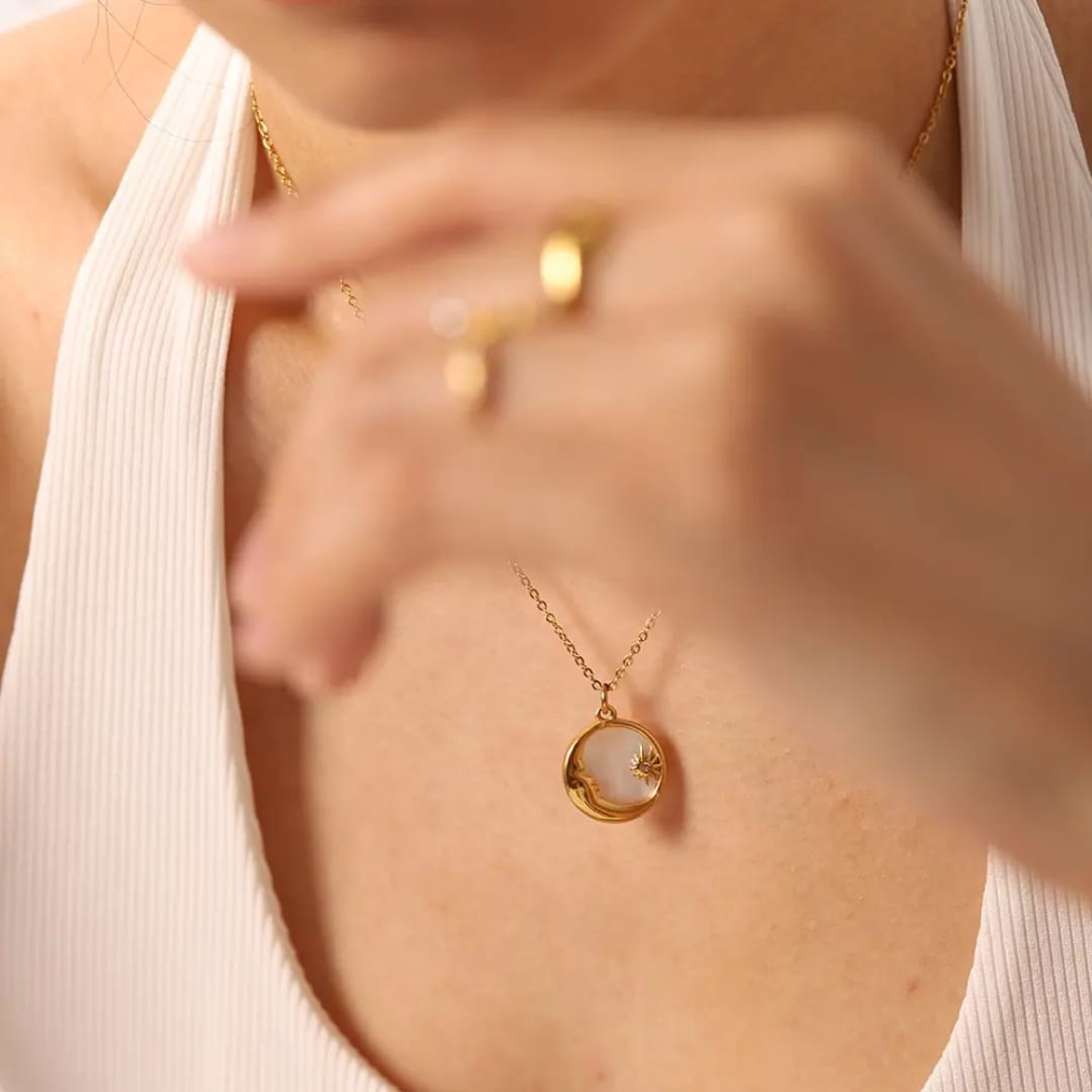 Half white moon pendent