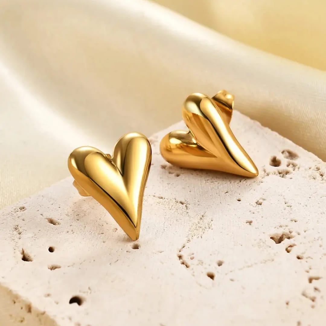 Gold heart-shaped earrings