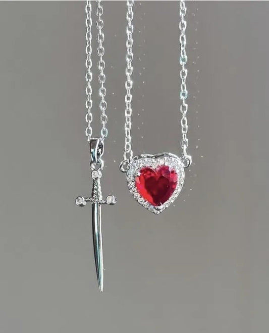 Sword & Heart couple neckless
