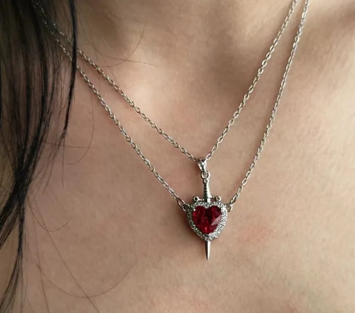 Sword & Heart couple neckless